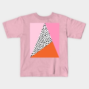 Pink and Orange Colour Block Geometric Kids T-Shirt